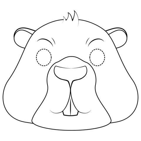 Groundhog Mask Coloring Page